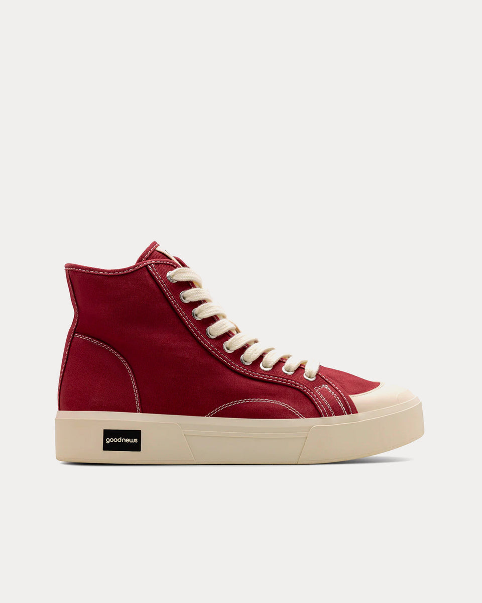 Good News Juice Burgundy High Top Sneakers Sneak in Peace