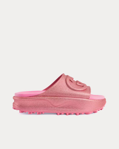 Gucci Interlocking G Metallic Rose Pink Slides