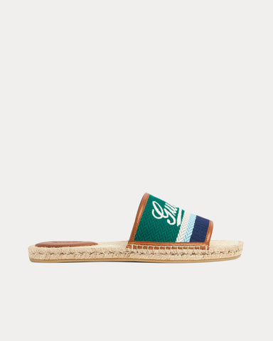 Gucci Espadrille with Gucci Script Green / Multi Slides