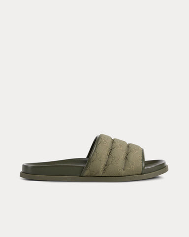 Gucci Padded Dark Green Slide Sandals