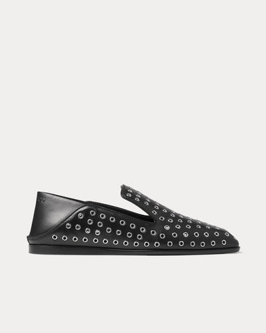 Jimmy Choo Eliot Slipper Nappa Leather with Eyelets Black Metallic Slip Ons