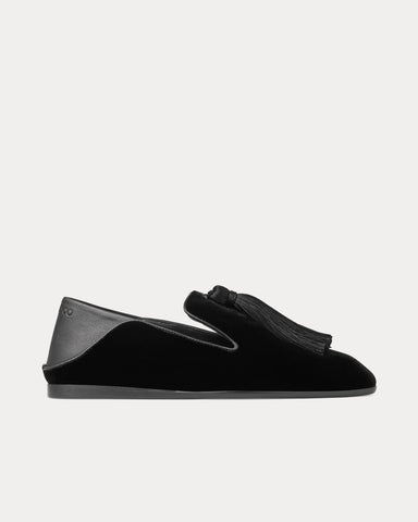 Jimmy Choo Eliot Slipper Velvet with Tassel Black Slip Ons