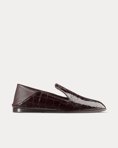 Jimmy Choo Eliot Slipper Croc-Embossed Leather Sambuco Slip Ons
