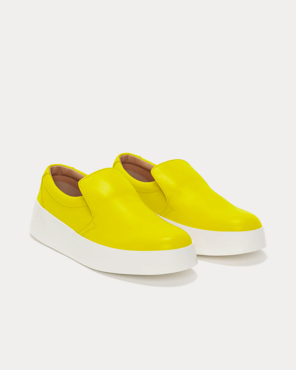 JW Anderson Smooth Leather Fluro Yellow Slip On Sneakers Sneak in Peace