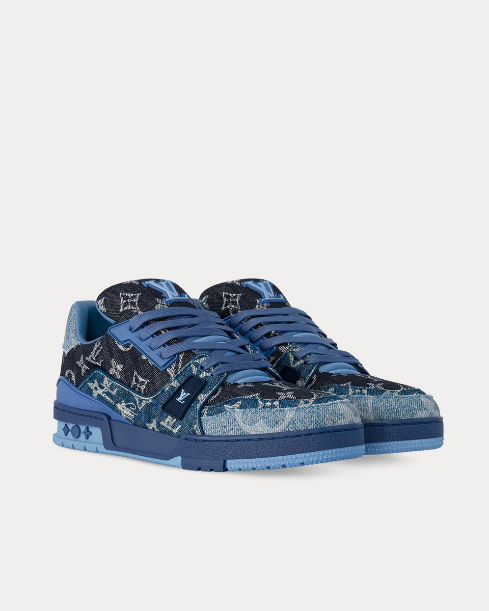 LV trainer MONOGRAM DENIM BLUE Leather shine