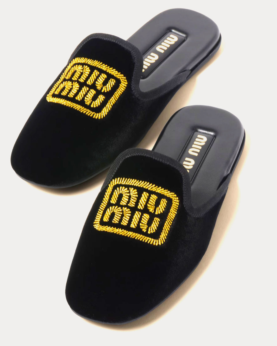 Miu Miu Velvet Black Slippers - Sneak in Peace
