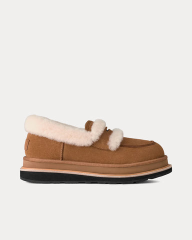 UGG x Sacai Suede & Shearling Chestnut Loafers