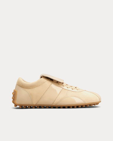 Tod's T-Marathon Patent Leather Beige Low Top Sneakers