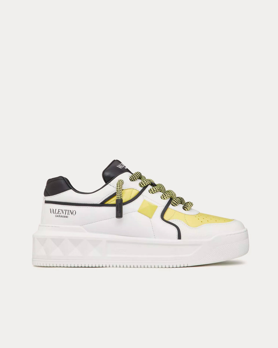One Stud XL Nappa Leather White Black / Light Yellow Low Top Sneakers Sneak in Peace