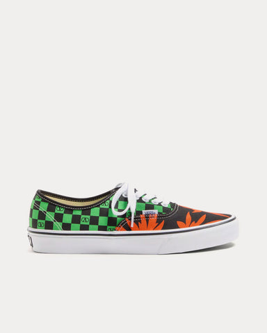 Valentino x Vans Fabric Trainer with VLogo Checkerboard Print & Tropical Leaves Print Black / Red / Green Low Top Sneakers