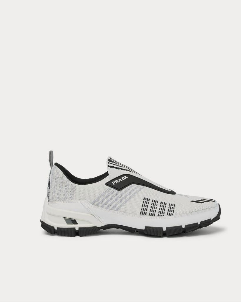 Rubber-Trimmed Nylon-Jacquard Slip-On White low top sneakers