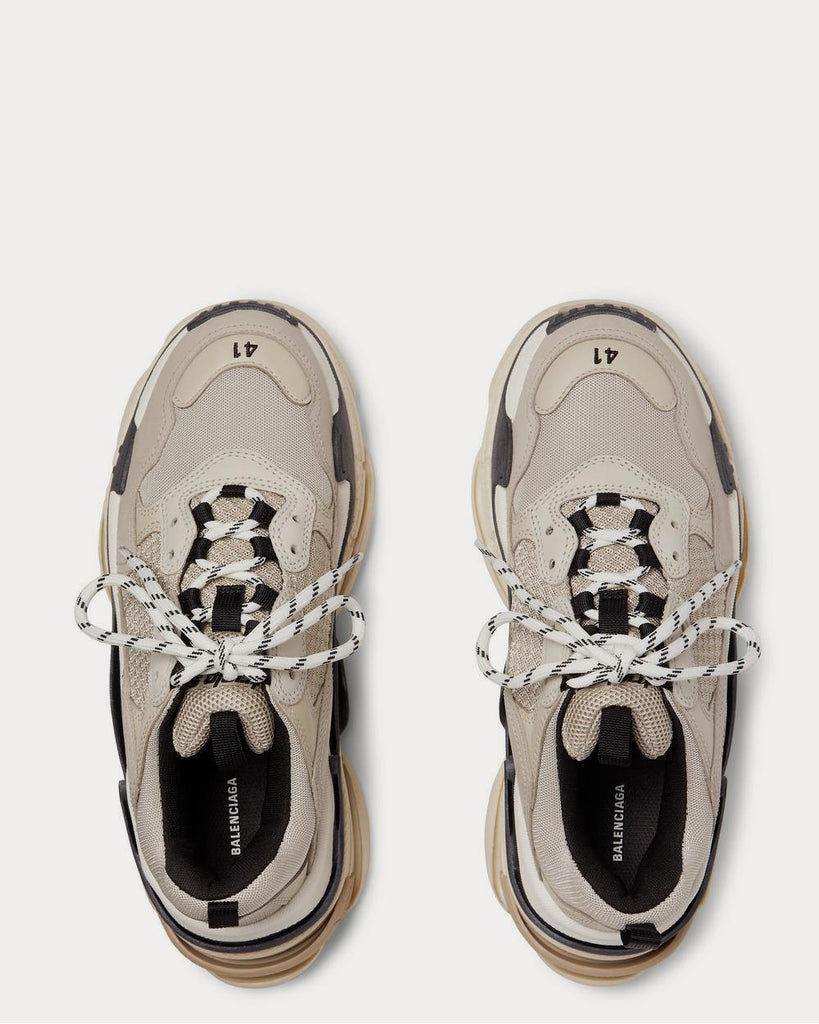 Triple S Mesh, Nubuck and Leather Beige low top sneakers