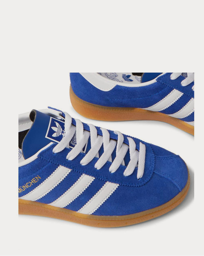 München Leather-Trimmed Brushed-Suede Blue low top sneakers