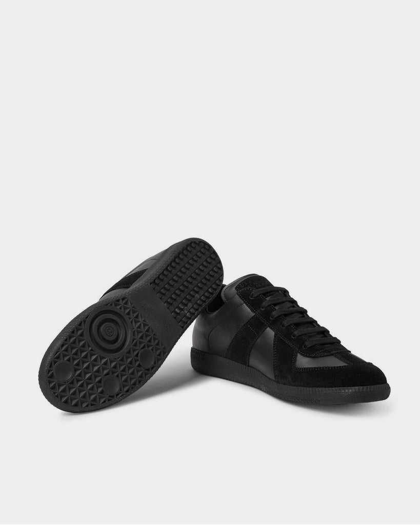 Replica Leather and Suede Black low top sneakers