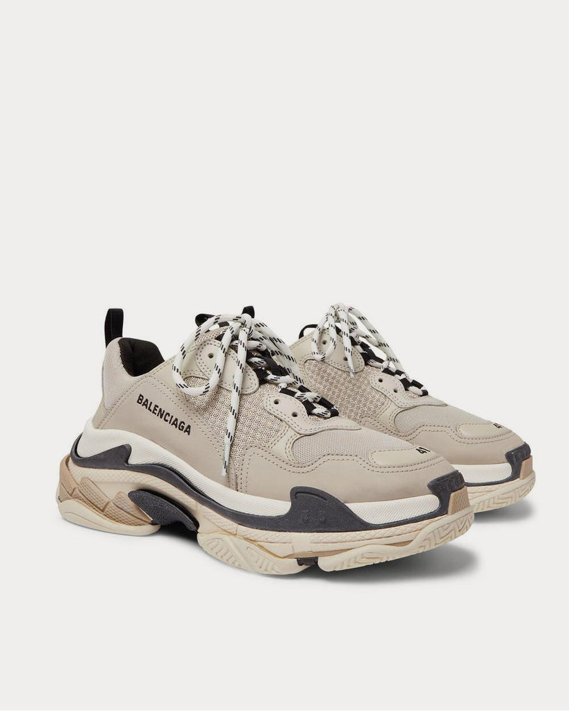 Triple S Mesh, Nubuck and Leather Beige low top sneakers