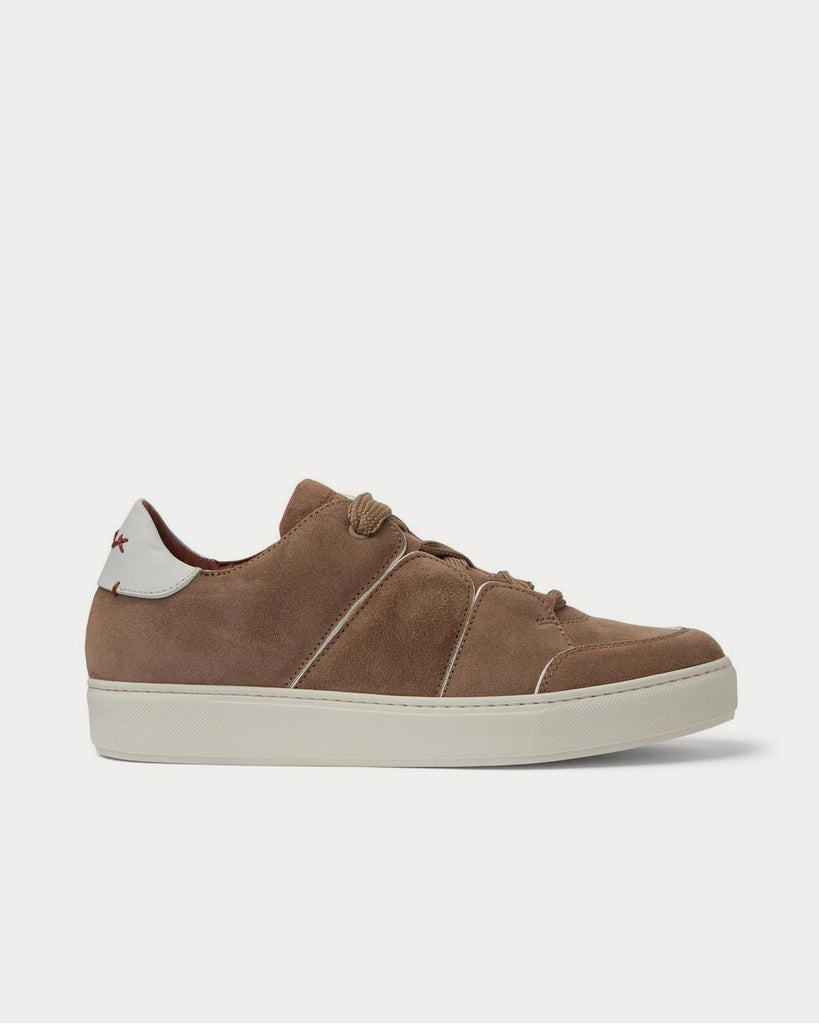 Tiziano Leather-Trimmed Suede Light brown low top sneakers