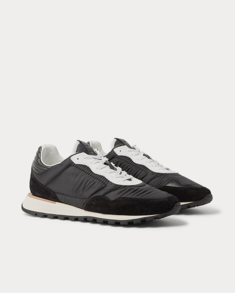 Axis Leather and Suede-Trimmed Shell Black low top sneakers
