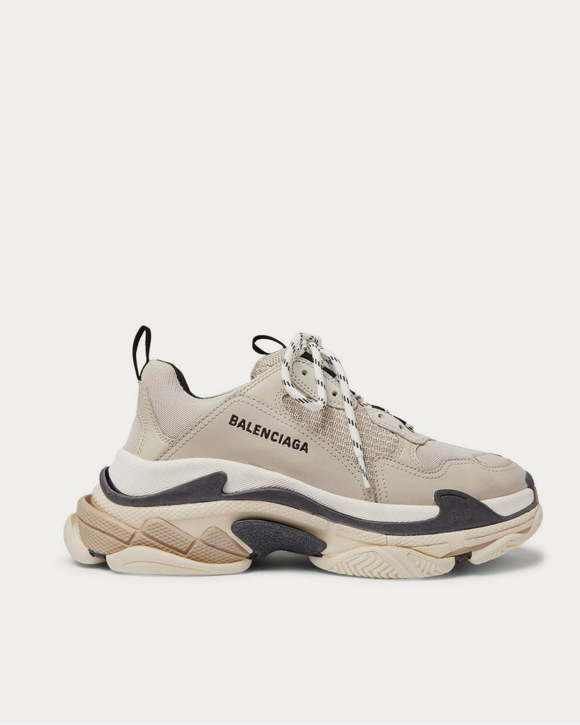 Triple S Mesh, Nubuck and Leather Beige low top sneakers