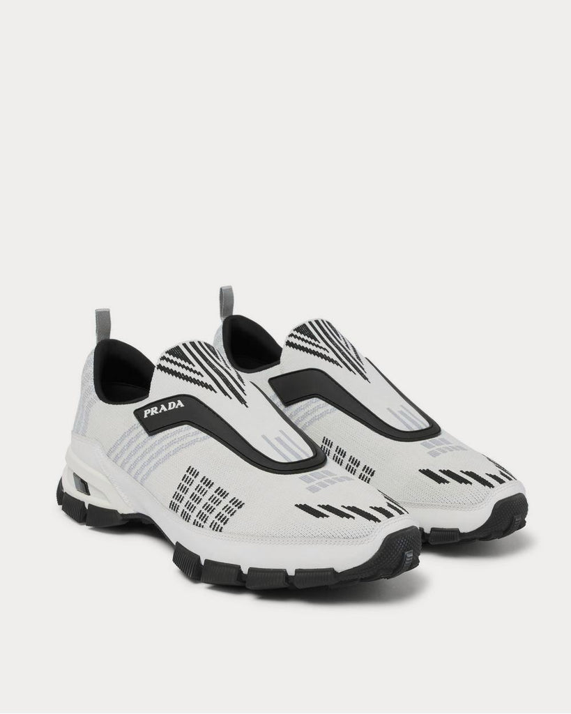 Rubber-Trimmed Nylon-Jacquard Slip-On White low top sneakers