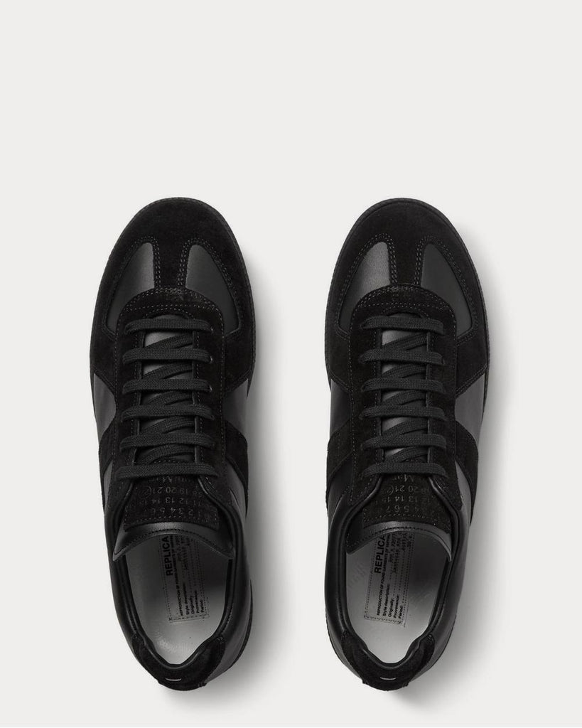 Replica Leather and Suede Black low top sneakers