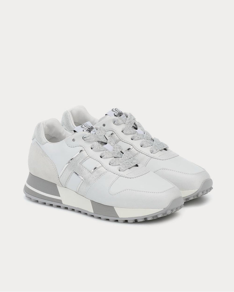 H383 leather Bianco Argento Low Top Sneakers