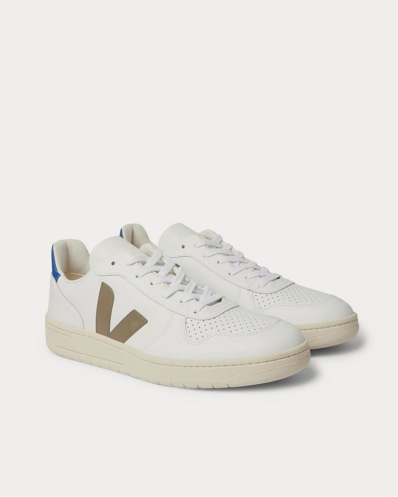 V-10 Rubber-Trimmed Leather White low top sneakers