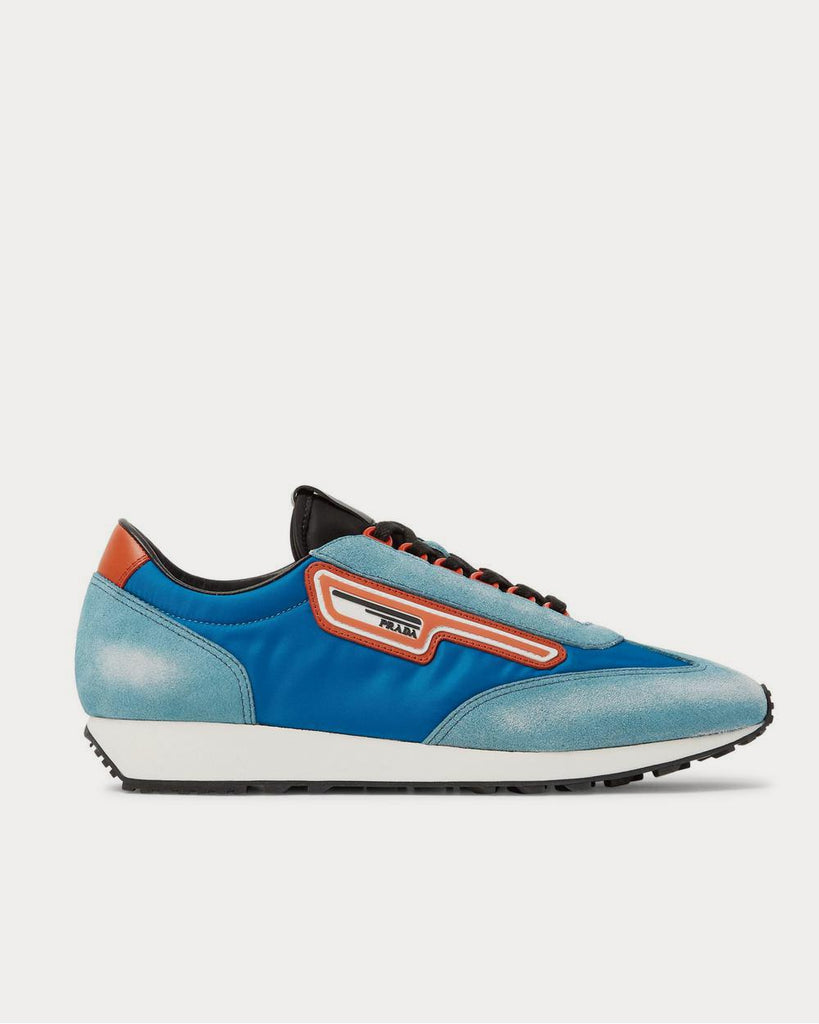 Milano 70 Nylon and Suede Light blue low top sneakers