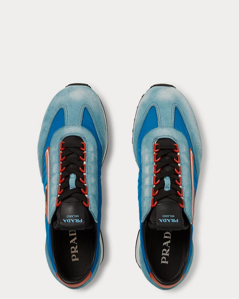 Milano 70 Nylon and Suede Light blue low top sneakers