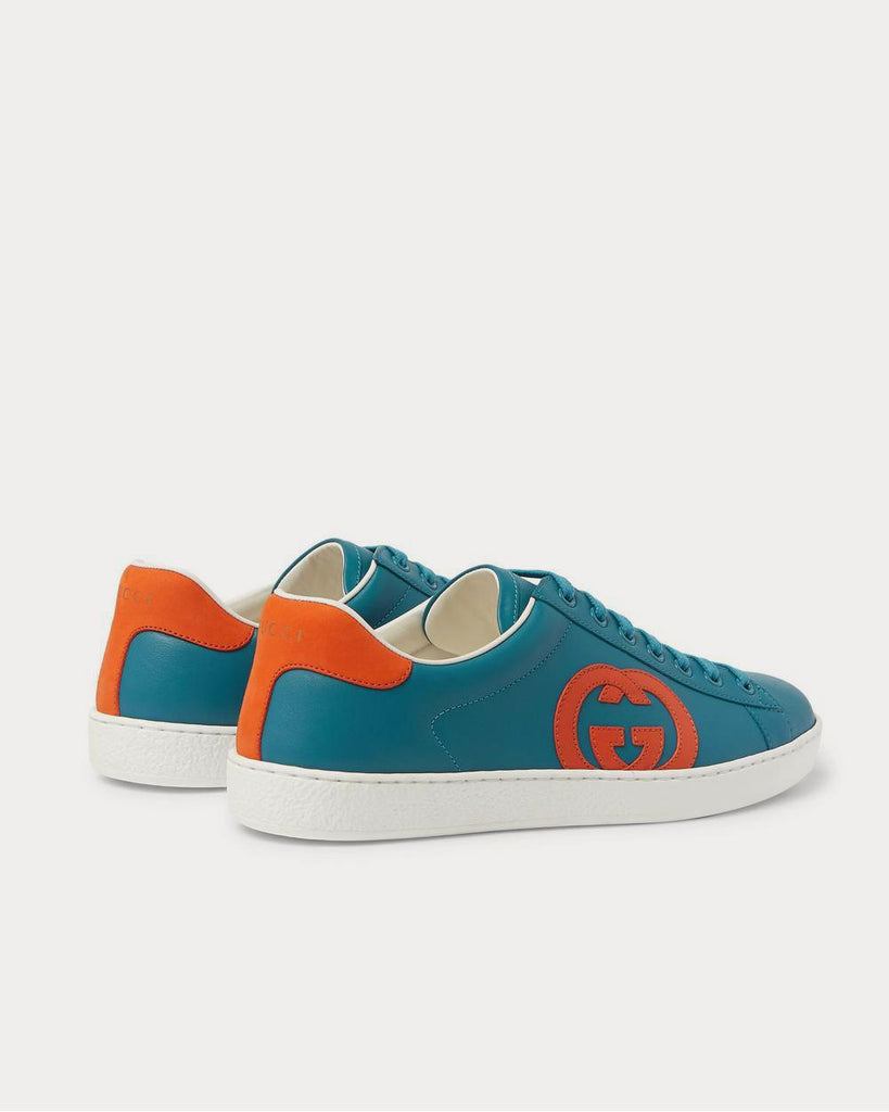 Ace Suede-Trimmed Leather Blue low top sneakers