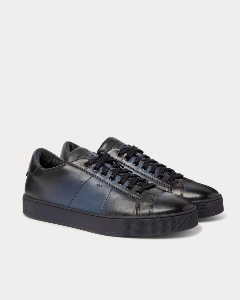Burnished-Leather Navy low top sneakers