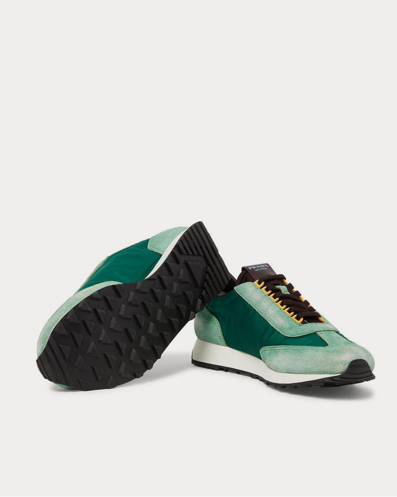 Milano 70 Nylon and Suede Green low top sneakers