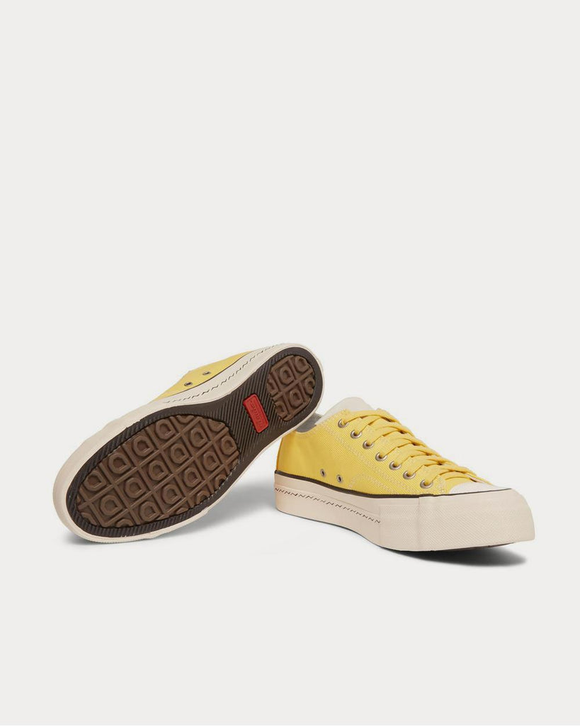 Skagway Leather-Trimmed Canvas Yellow low top sneakers