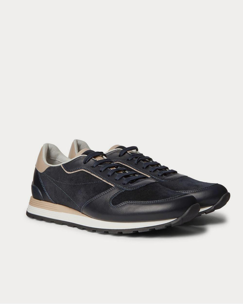 Suede and Leather Navy low top sneakers