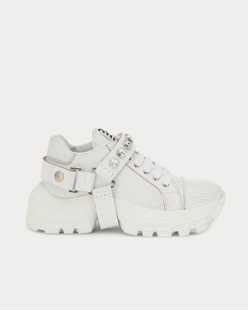 Embellished leather Bianco Low Top Sneakers