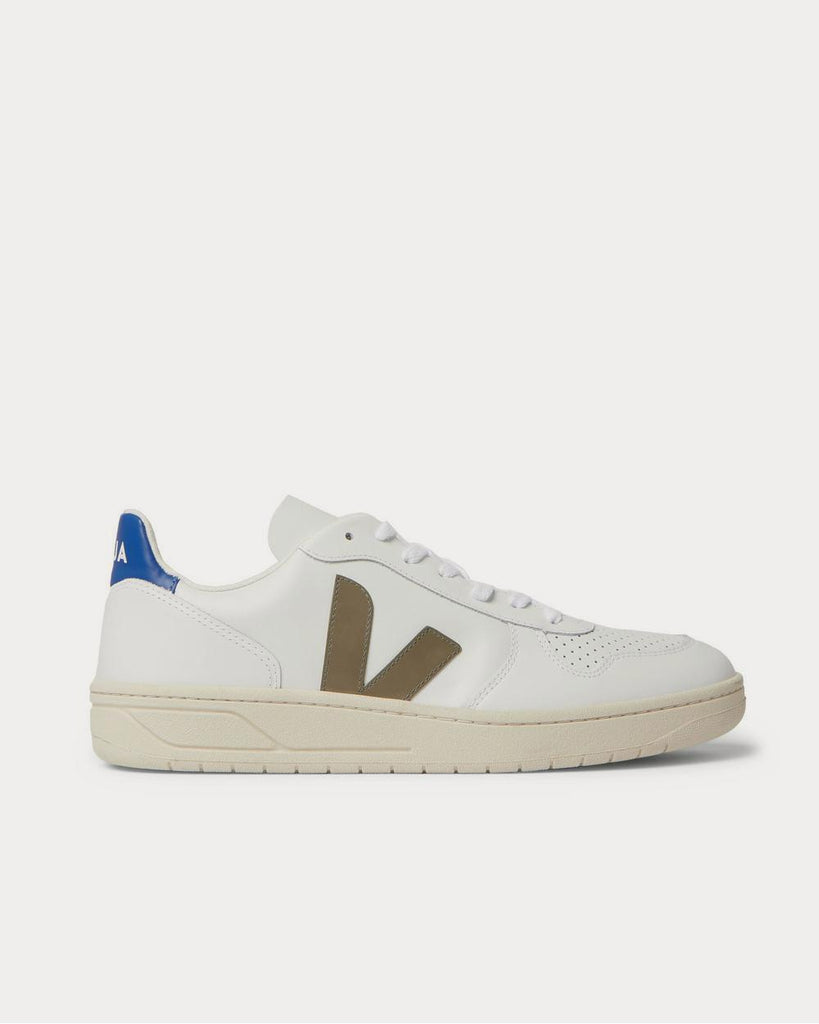 V-10 Rubber-Trimmed Leather White low top sneakers