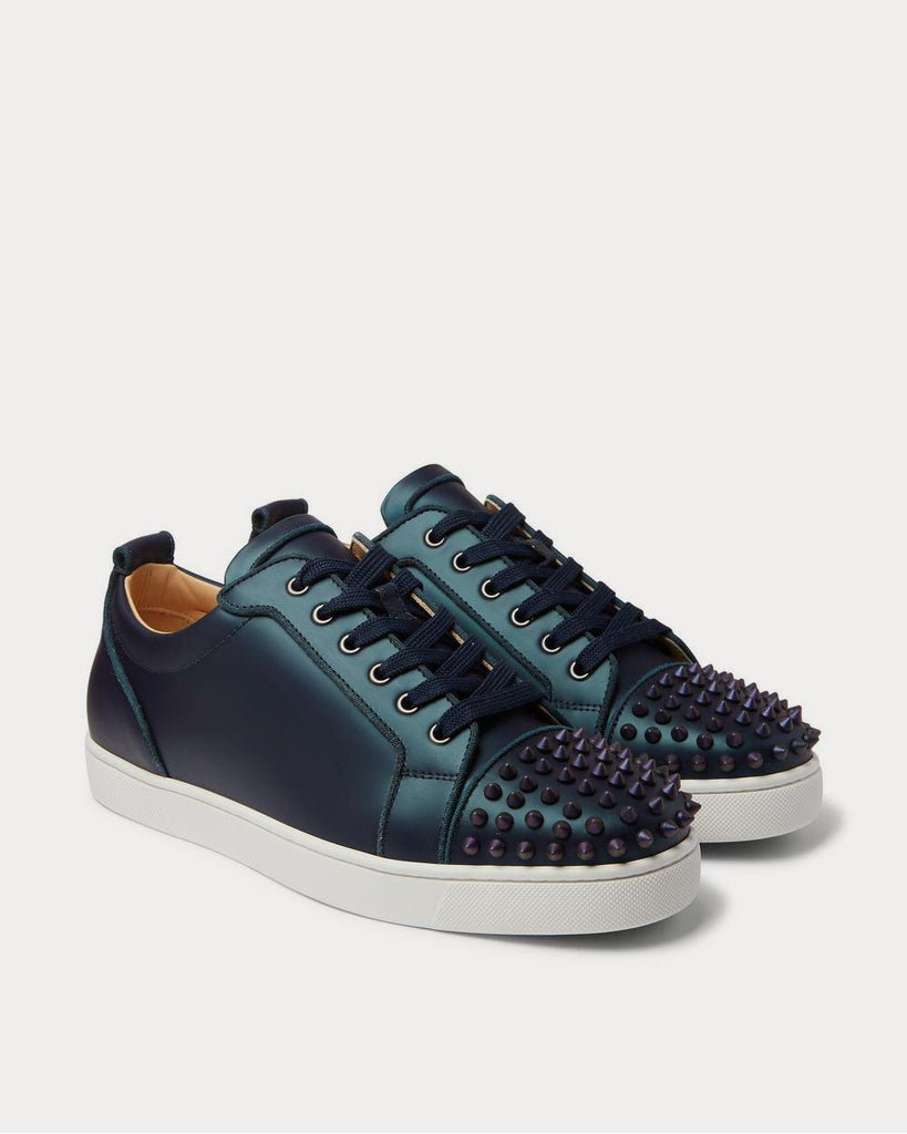 Louis Junior Spikes Cap-Toe Iridescent Leather Blue low top sneakers