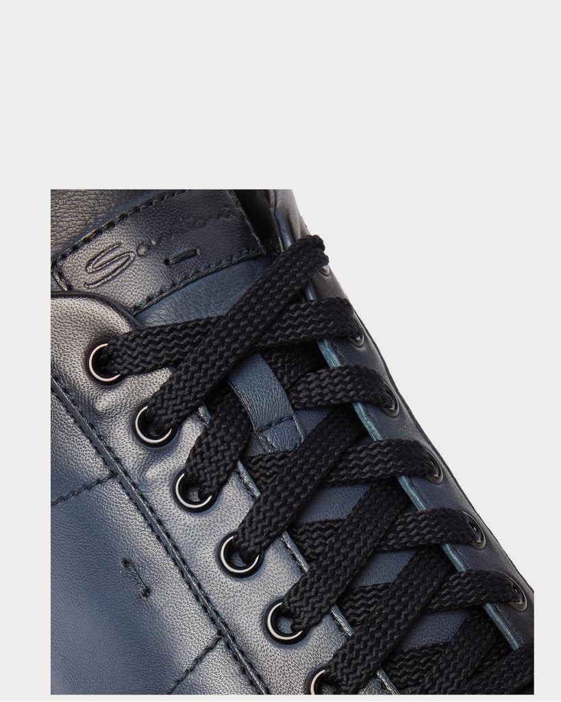 Burnished-Leather Navy low top sneakers
