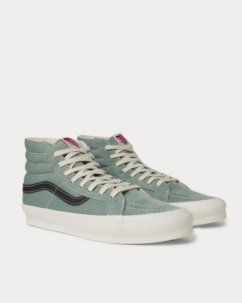 OG SK8-Hi LX Leather-Trimmed Suede and Canvas High-Top Gray green high top sneakers