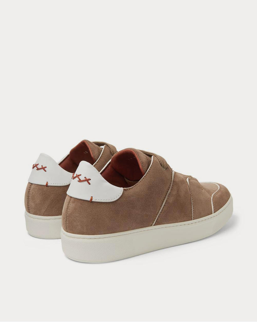 Tiziano Leather-Trimmed Suede Light brown low top sneakers