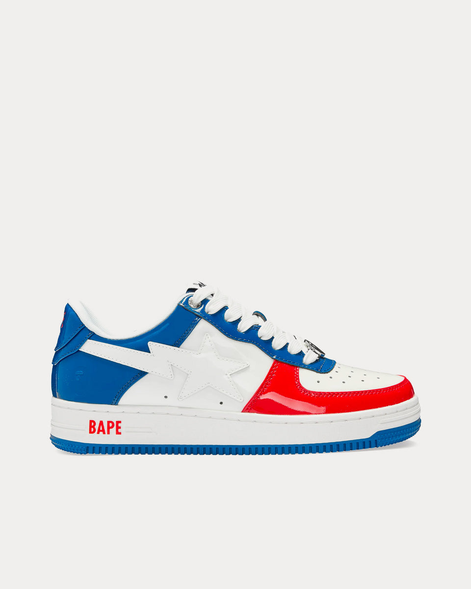 A Bathing APE BAPE Sta M1 White Red Blue Low Top Sneakers