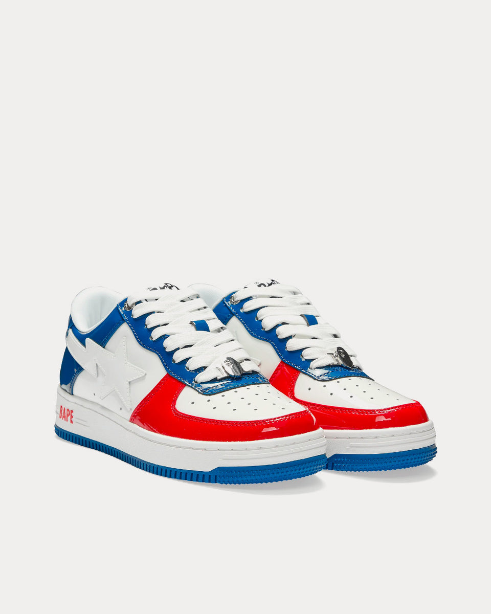 A Bathing APE BAPE Sta M1 White Red Blue Low Top Sneakers