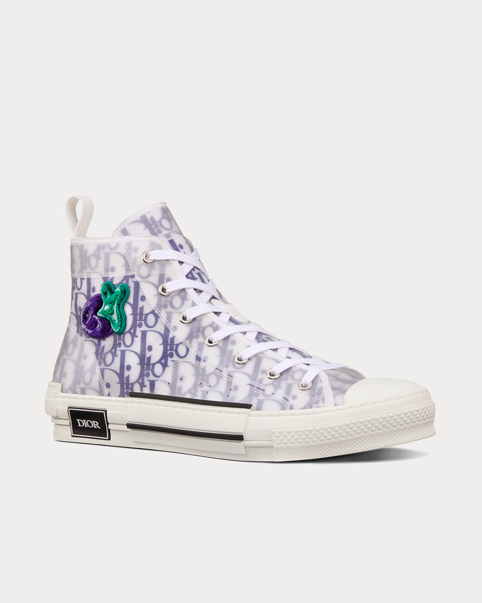 Dior x Kenny Scharf B23 White and Purple Dior Oblique Canvas with  Embroidered Patches High