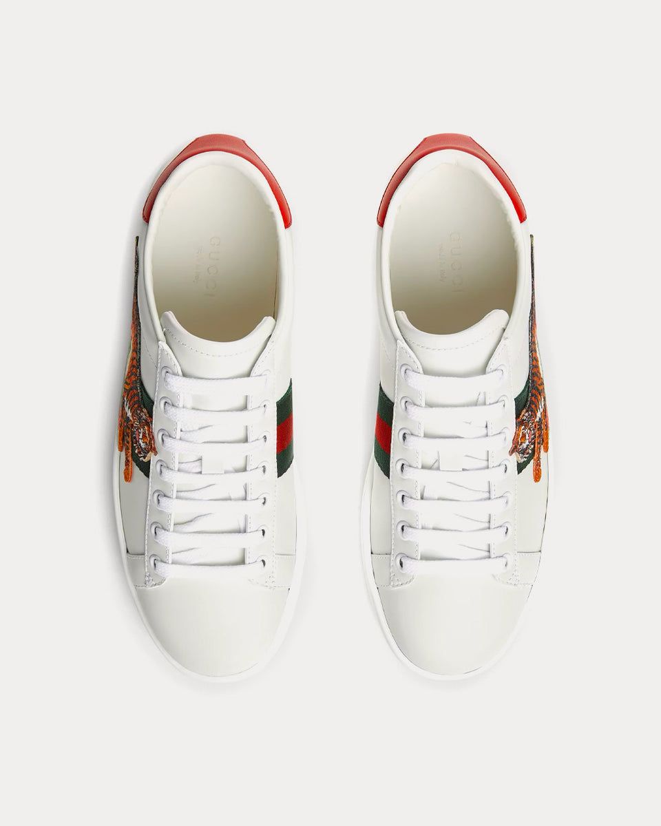 Gucci White Leather Tiger Applique Ace Sneakers Size 39.5 Gucci