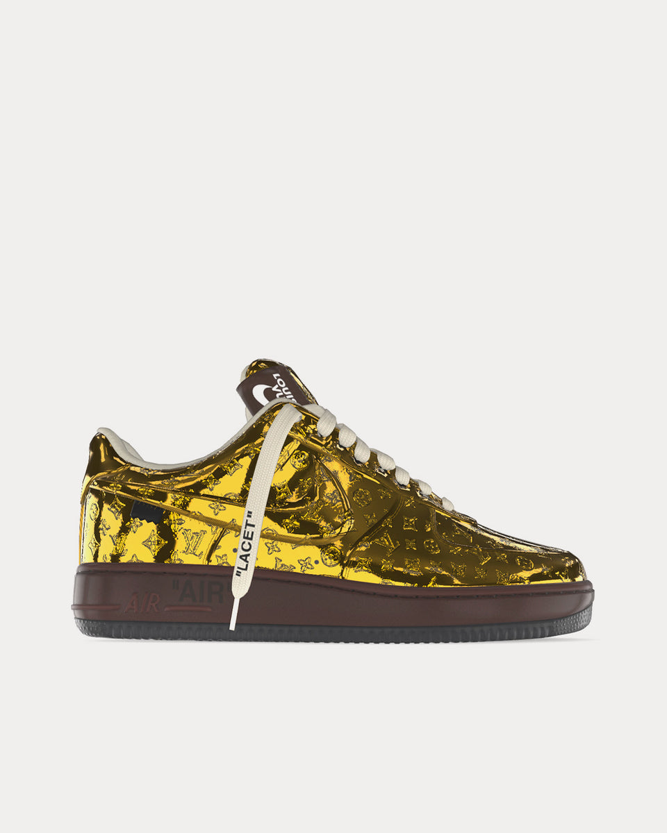 Nike x Louis Vuitton Air force 1 by Virgil Abloh Met Gold / Met Gold /  Baroque Brown / Black Low Top Sneakers - Sneak in Peace