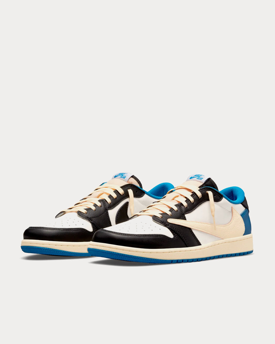  Nike Men's Air Jordan 1 Low OG Sp Travis Scott X Fragment,  Sail/Black/Military Blue/Shy P, 7.5