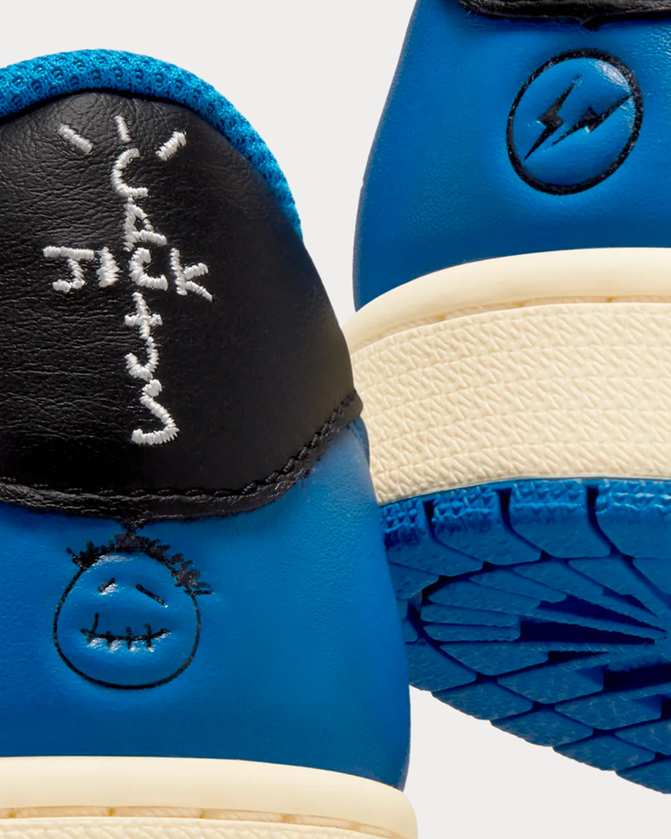 Nike x Travis Scott x Fragment Design Air Jordan 1 Low OG Sail / Military Blue / Black Low Top