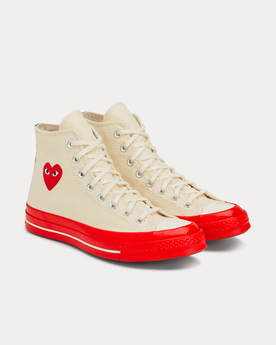 Converse x Comme des PLAY Chuck 70 White / Red High Top Sneakers - Sneak in Peace