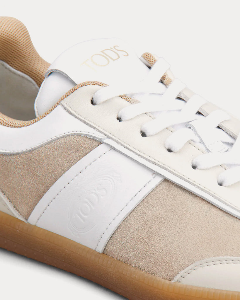 Tabs Smooth Leather & Suede White / Beige Low Top Sneakers