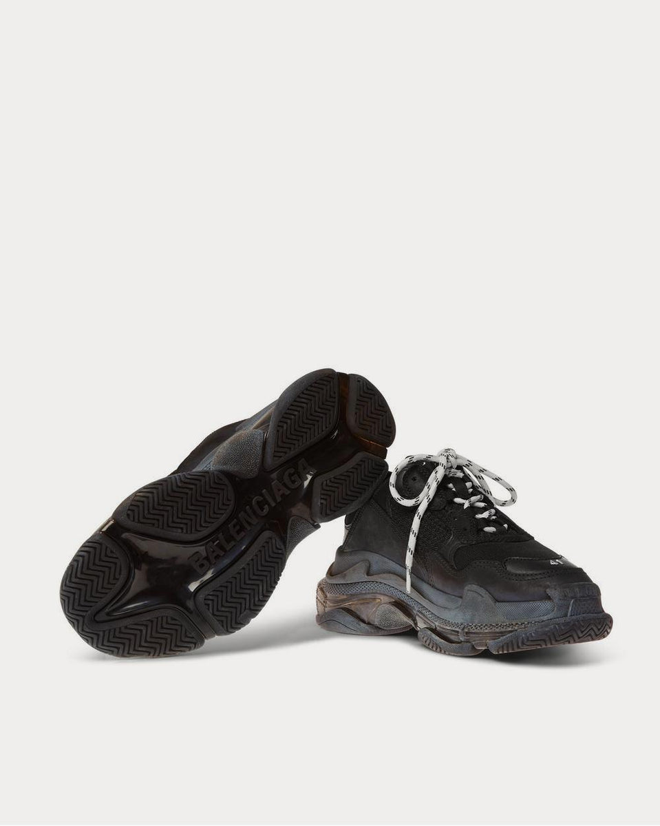 Triple S Clear Sole Mesh, Nubuck and Leather Black low top sneakers - Sneak in Peace