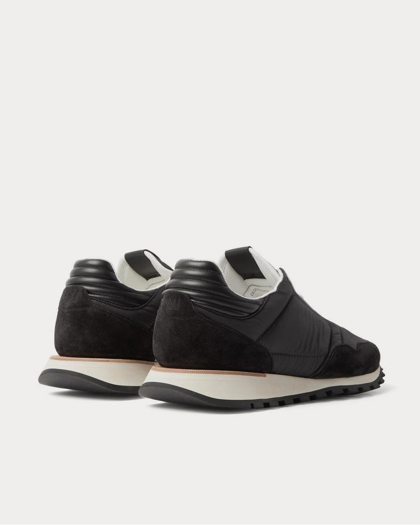 Axis Leather and Suede-Trimmed Shell Black low top sneakers